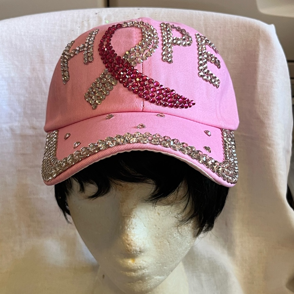 Breast Cancer Awareness Hope Bling Ball Cap.